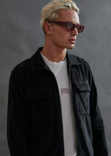 Load image into Gallery viewer, Afends Mens Bones - Corduroy Zip Work Jacket - Raven