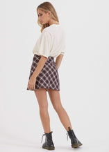 Load image into Gallery viewer, Afends Womens Mariah - Hemp Check Bias Cut Skirt - Mulberry Check