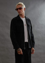 Load image into Gallery viewer, Afends Mens Bones - Corduroy Zip Work Jacket - Raven

