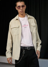 Load image into Gallery viewer, Afends Mens Bones - Corduroy Zip Work Jacket - Macadamia
