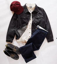 Load image into Gallery viewer, Afends Mens Burning Black - Denim Jacket
