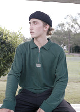 Load image into Gallery viewer, Afends Mens Meninga - Hemp Half Zip Long Sleeve Polo Tee - Forest
