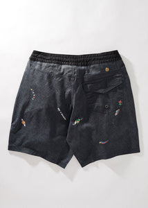 Afends Mens Kettleish - Hemp Fixed Waist Boardshort - Black